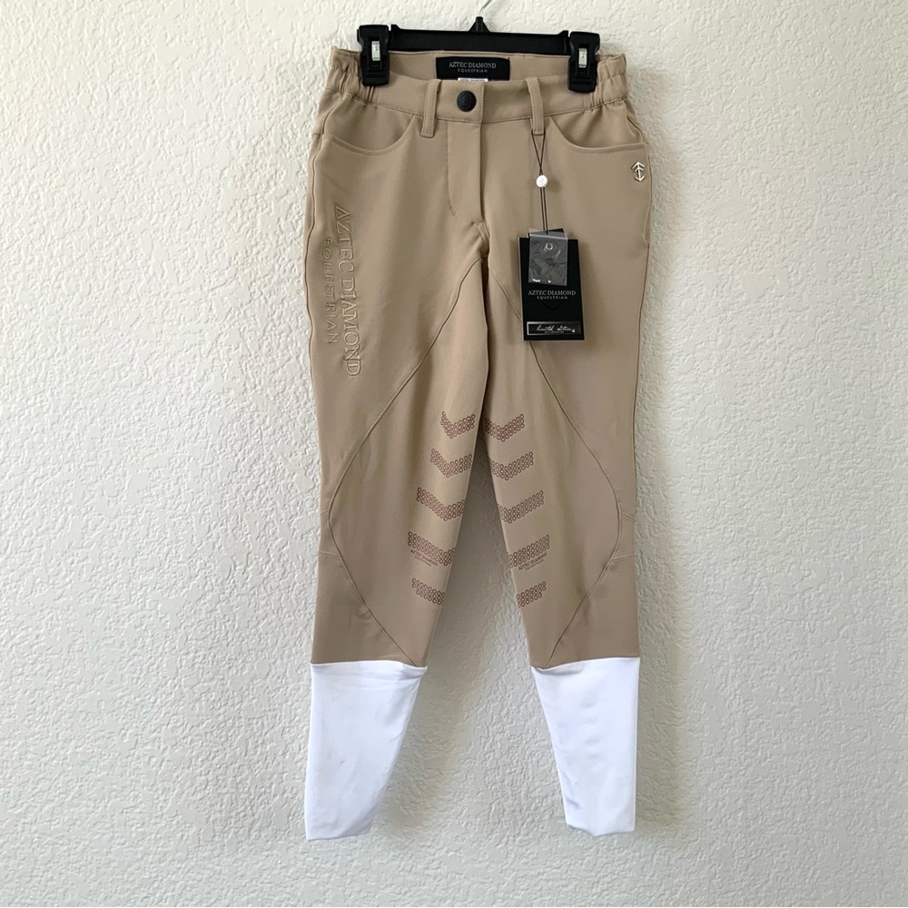 Tan and White Women's Pants